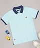 Pantaloons Junior Cotton Half Sleeves Self Design Polo Tee - Light Blue