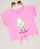 Pantaloons Junior Cotton Frill Sleeves Avacado Shaped Sequins Embellished Top - Pink