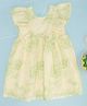 Pantaloons Junior Cotton Sleeveless Floral Embroidered Smock & Frill Detailed Dress - Light Yellow
