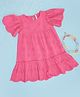 Pantaloons Junior Cotton Half Sleeves Schiffli Embroidered Dress - Pink