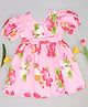 Pantaloons Junior Cotton Half Puffed Sleeves Floral Printed Dress - Pink