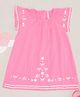 Pantaloons Junior Cotton Short Sleeves Floral Embroidered Dress - Pink
