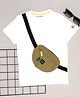 Pantaloons Junior Cotton Half Sleeves Attached Sling Bag Detailed Tee - White