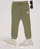 Pantaloons Junior Cotton Patch Detailed Joggers - Forest Shade