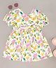 Pantaloons Junior Cotton Half Sleeves Floral Printed Dress -  Snow White & Mauve