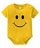 Baby Buzz 100% Cotton Half Sleeves Smiley Emoji Printed Onesie - Yellow