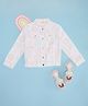 Pantaloons Junior Cotton Full Sleeves Floral Printed Jacket - White