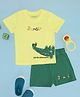 Pantaloons Baby Cotton Half Sleeves Crocodile Printed Tee & Coordinating Short Set - Lime Green