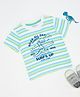 Pantaloons Baby Cotton Half Sleeves Striped & Dinosaur Printed Tee - White