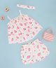 Pantaloons Baby Cotton Sleeveless Strawberry & Floral Printed Top & Coordinating Short With Headband Set - White