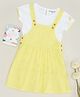 Pantaloons Baby Cotton Schiffli Embroidered Tiered Dungaree With Half Sleeves Tee - Sunshine
