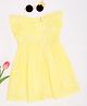 Pantaloons Baby Cotton Flutter Sleeves Floral Embroidered Dress - Yellow