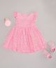 Pantaloons Baby Frill Sleeves Floral Embroidered Dress - Pink