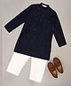 Indus Route by Pantaloons Cotton Full Sleeves Floral Embroidered Kurta Pyjama Set - Midnight Navy Blue
