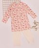 Indus Route by Pantaloons Cotton Full Sleeves Floral Printed Kurta Pyjama Set - Coral Rose