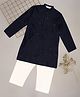 Indus Route by Pantaloons Cotton Full Sleeves Floral Embroidered Kurta Pyjama Set - Midnight Navy Blue
