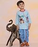 KID1 Cotton Full Sleeves Monkey Embroidered & Printed Dhoti Kurta Set - Blue