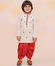 KID1 Cotton Full Sleeves Floral Embroidered Sequins Embellished Dhoti Kurta Set - Off White & Red