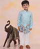 KID1 Silk Full Sleeves Floral Printed Kurta Pyjama Set - Sky Blue