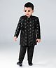 BAD BOYS Cotton Blend Full Sleeves Embroidered Jodhpuri Blazer With Cotton Inner T-Shirt And Pant Set- Black