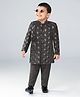 BAD BOYS Cotton Blend Full Sleeves Embroidered Jodhpuri Blazer With Cotton Inner T-Shirt And Pant Set- Grey