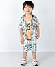 BAD BOYS Cotton Pique Blend Half Sleeves Beach Printed Coordinating Shirt & Shorts With Inner Tee Set - Orange