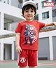Babyhug Marvel Single Jersey Knit Half Sleeves T-Shirt & Shorts Set With Avengers Graphics - Red
