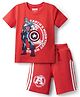 Babyhug Marvel Single Jersey Knit Half Sleeves T-Shirt & Shorts Set With Avengers Graphics - Red