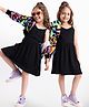 Ollington St. 100% Cotton Looper Knit Full Sleeves Frock With Printed Hoodies - Black