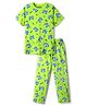 Pine Kids Single Jersey Knit Half Sleeves Co-Ord Night Suit With Gaming Print Theme - Limegreen