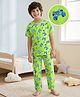 Pine Kids Single Jersey Knit Half Sleeves Co-Ord Night Suit With Gaming Print Theme - Limegreen