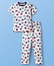 Pine Kids Single Jersey Knit Half Sleeves Co-Ord Night Suit With Star Print - White