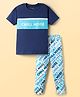 Pine Kids Single Jersey Knit Half Sleeves Night Suit With Chill Mode Print - Navy Blue