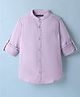 Pine Kids 100% Cotton Full Sleeves Solid Coloured Shirt With Mandarin Collar - Lavender