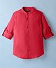 Pine Kids 100% Cotton Full Sleeves Solid Coloured Shirt With Mandarin Collar - Red