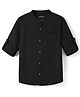 Pine Kids Cotton Woven Full Sleeves Mandarin Collar Solid Shirt - Black