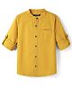 Pine Kids Cotton Woven Full Sleeves Mandarin Collar Solid Shirt - Mustard