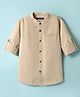 Pine Kids Cotton Woven Full Sleeves Mandarin Collar Solid Shirt - Beige