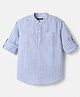 Pine Kids Cotton Woven Full Sleeves Mandarin Collar Shirt With Stripes - Blue