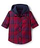 Pine Kids Cotton Woven Full Sleeves Hooded Shirt With Checks - Red