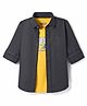 Pine Kids Cotton Woven Full Sleeves Shirt With Printed T-Shirt - Black