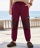 Pine Kids Cotton Knit Full Length Cut & Sew Lounge Pant With Cargo Pockets - Wine