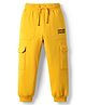 Pine Kids Cotton Knit Full Length Lounge Pant With Text Print - Golden