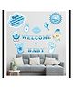 Birthday Popper Welcome Baby Boy Banner Decoration Kit, 9 Pcs, Blue Colour, Big Size Cutouts Cake Topper Welcome Boy Decoration Baby Shower Decoration Items