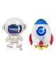 Birthday Popper Space Theme Rocket And Astronaut Foil Balloons - Set Of 2, 30 Inch |Ideal For Birthday Celebrations, Space Party Decorations, Science Fair Events
