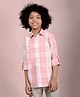 CRIMSOUNE CLUB 100% Cotton Full Sleeves Checked Shirt - Peach