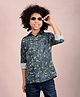 CRIMSOUNE CLUB 100% Cotton Full Sleeves Leaves Printed Shirt - Green