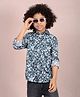 CRIMSOUNE CLUB Viscose Full Sleeves Leaves Printed Shirt - Blue & Green