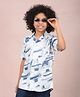 CRIMSOUNE CLUB 100% Cotton Half Sleeves Abstract Printed Shirt - Blue