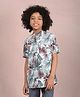 CRIMSOUNE CLUB Viscose Half Sleeves Tropical Theme Printed Ethnic Shirt - Green